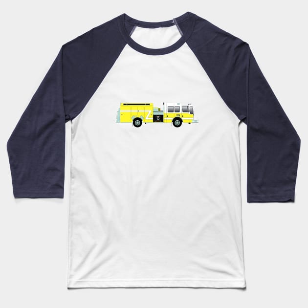 Yellow Fire Rescue Pumper Baseball T-Shirt by BassFishin